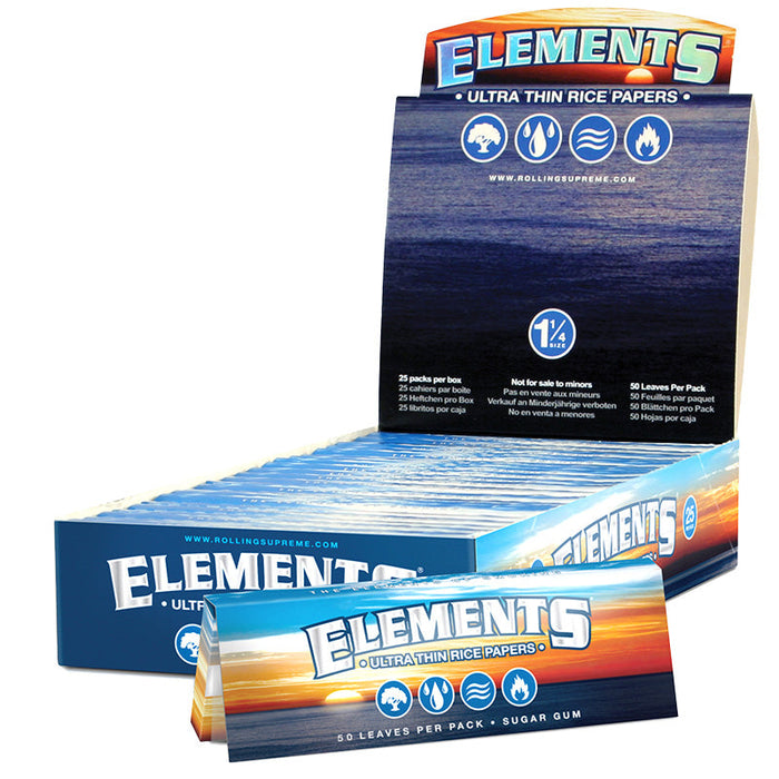 Elements Perfect Fold 1 1/4" Size Rolling Paper (50 Leaves Per Pack/ Box of 25 Packs)