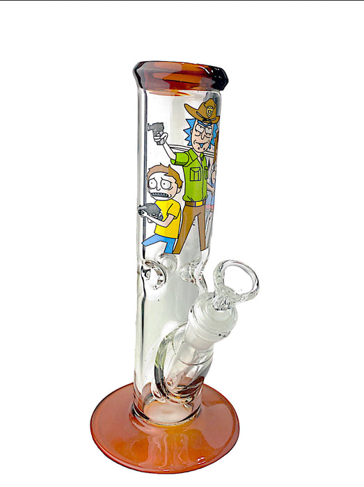 10" Straight Glass Water Pipe Assorted Decal