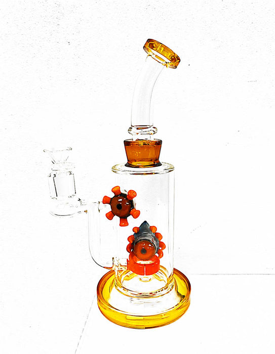 11" Double Eye Bent Neck Glass Water Pipe