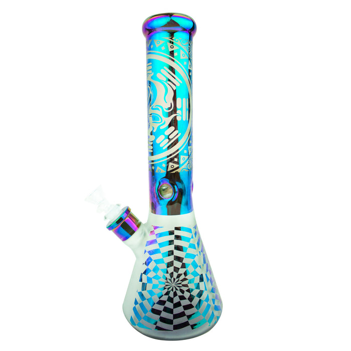 12" Frosted Mandala Glass Water Pipe