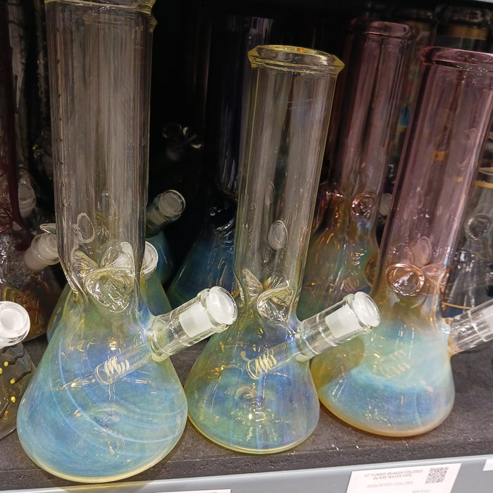 12" Fumed Beaker Colored Glass Water Pipe
