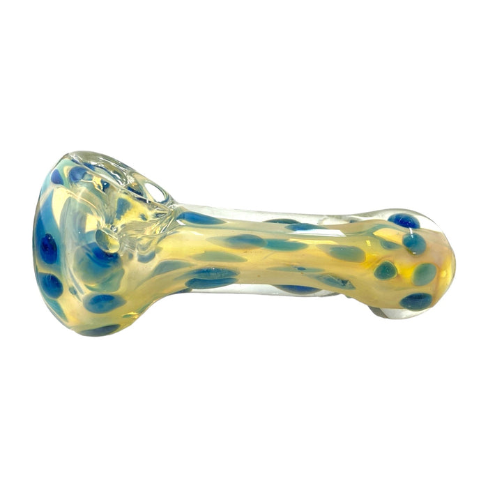 4" Fumed Blue Spotted Glass Hand Pipe