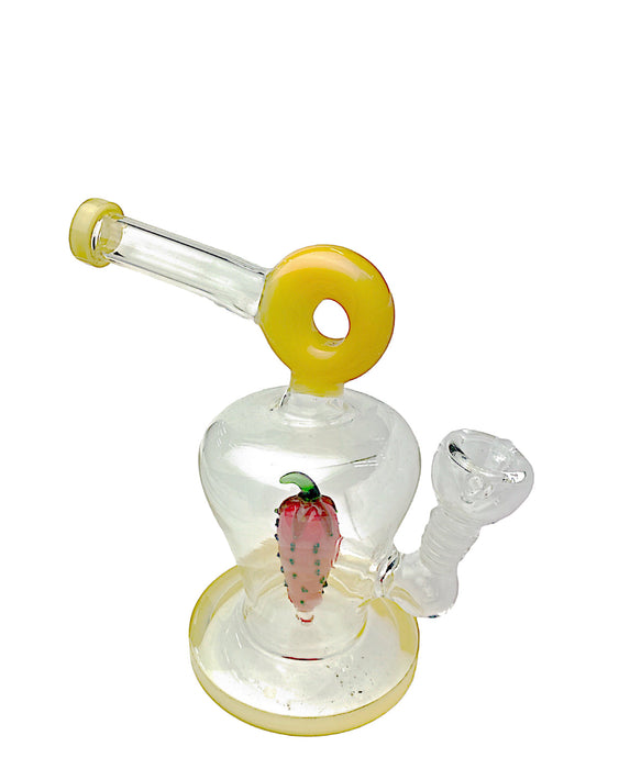 7" Donut Head Strawberry Glass Water Pipe
