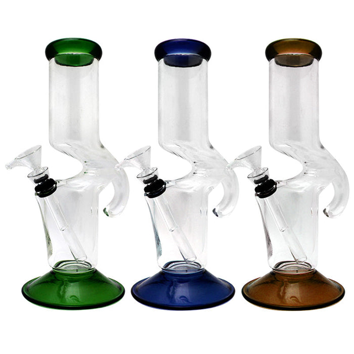 9" Hooked Handle Glass Water Pipe'PL-22'