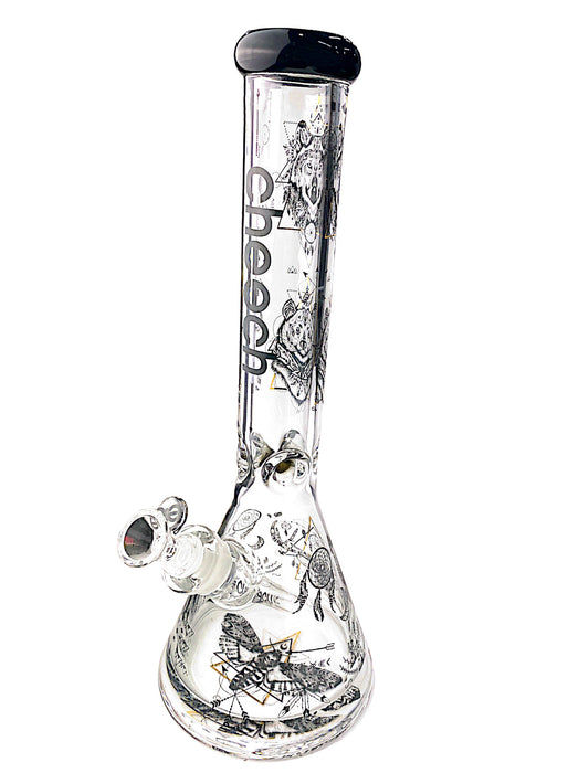 16" CHEECH Sketch Art Beaker Glass Water Pipe 'CH-49'