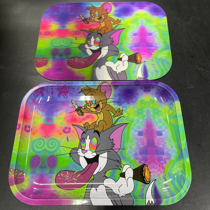3D Large Metal Tray - Tripping Cat & Mouse