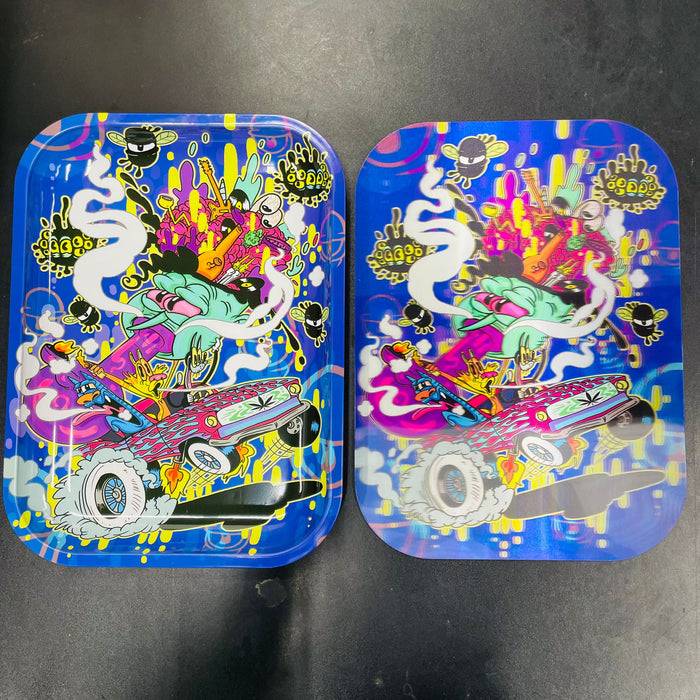 3D Large Metal Tray - Tripping Cats Driving