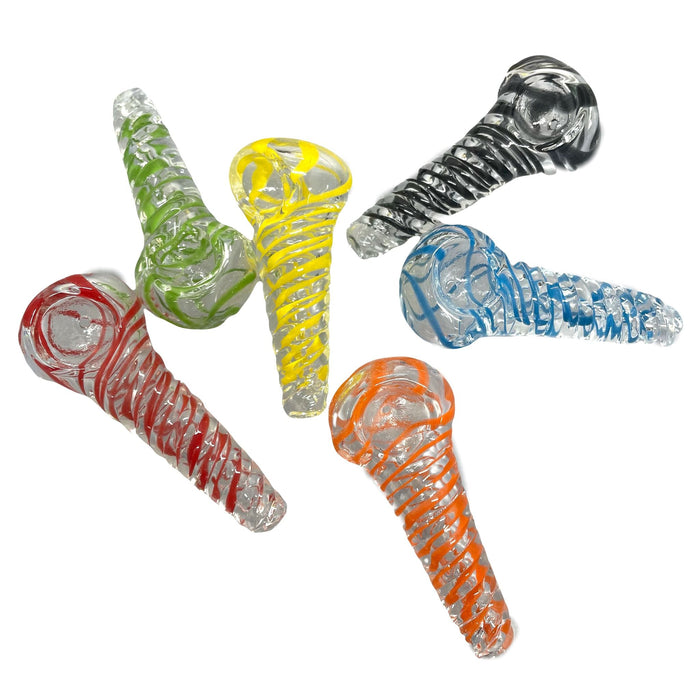 3" Twisted Swirl Glass Hand Pipe (Assorted Colors)