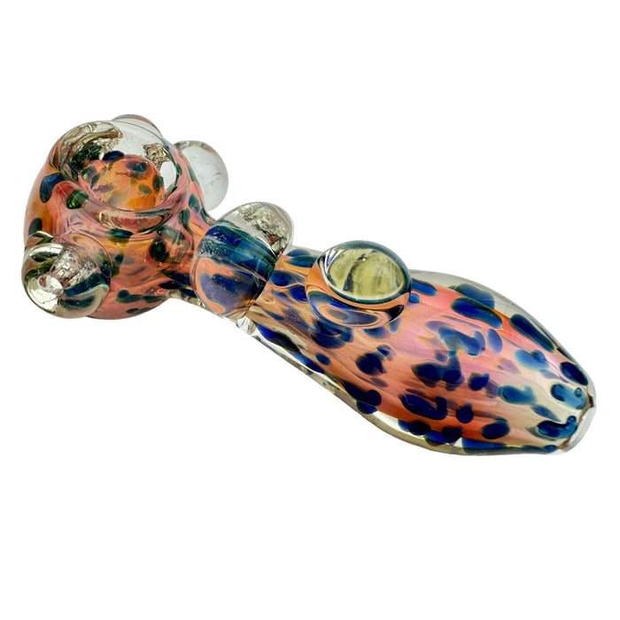 4.5" Fumed Blue Spotted w/ Bumps Glass Hand Pipe