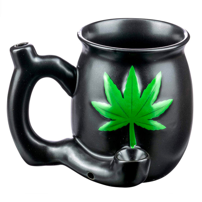 Green Leaf Novelty Ceramic Pipe Mug