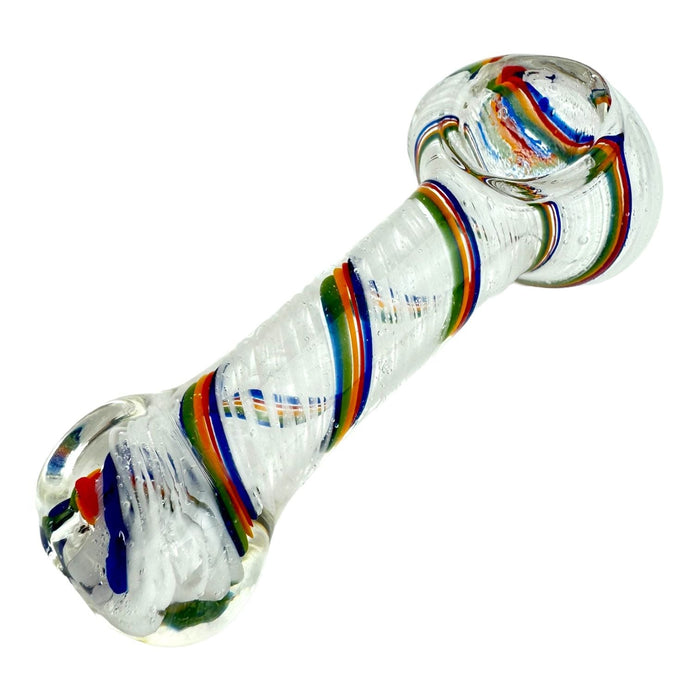 4.5" Rainbow Swirl With White Swirls - Glass Hand Pipe