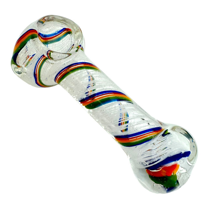 4.5" Rainbow Swirl With White Swirls - Glass Hand Pipe