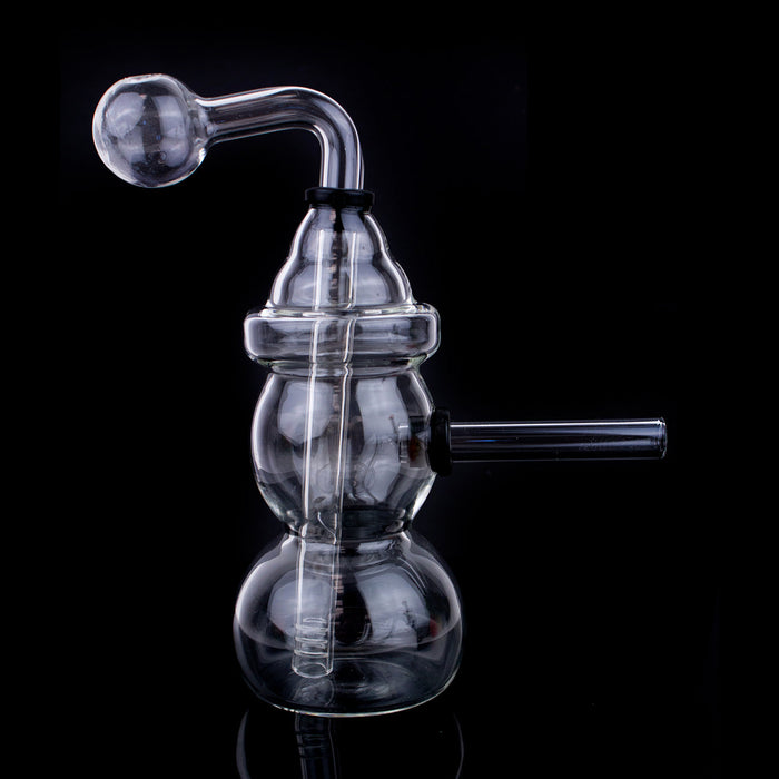 5.5" Double Bubble Snow Man Shape OB Water Pipe 'Clear'