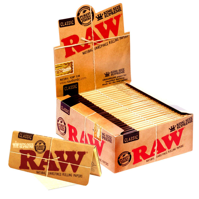 Raw Classic King Size Supreme Rolling Paper (40 Sheets Per Pack / 24 Pack Display)