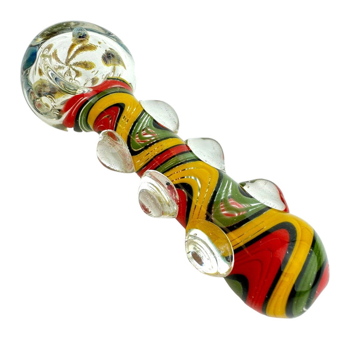 5" Bubble Fumed Rasta Wig Glass Hand Pipe (Assorted Colors)