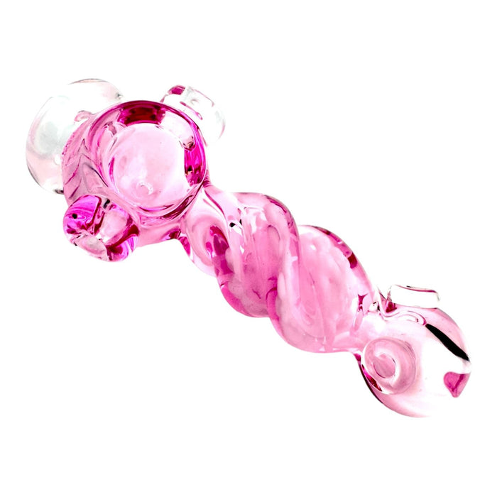5" Pink Twisted Glass Hand Pipe