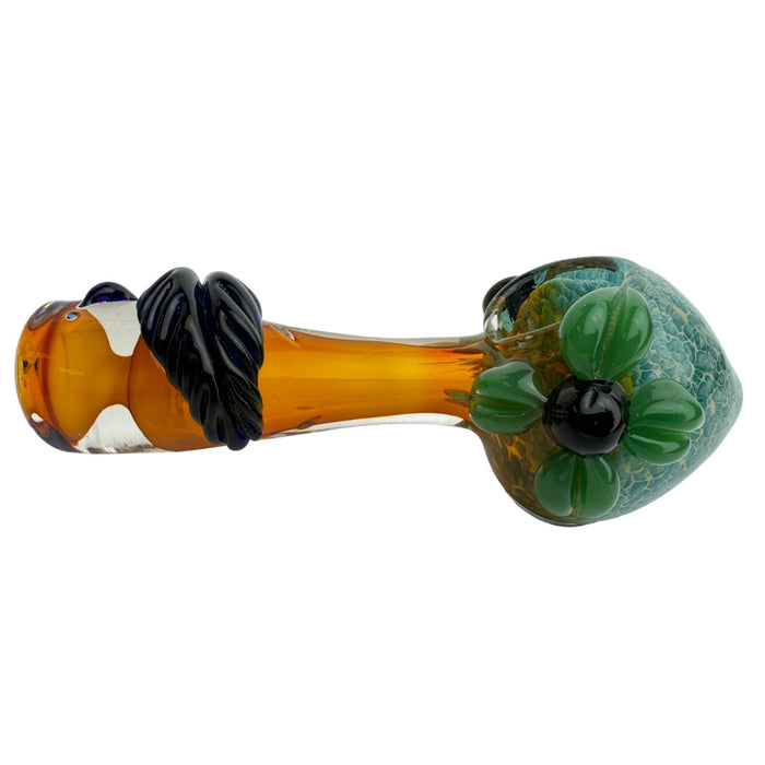 5" Pointed Fumed Flower w/ Leaf Bowl Hand Pipe