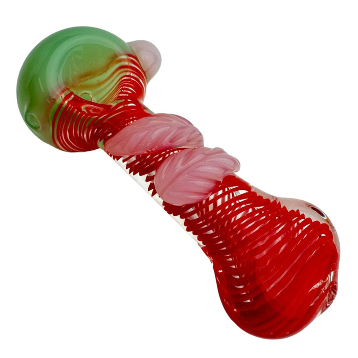 5" Swirl 2 Leaf Colored Glass Hand Pipe (Assorted Colors)