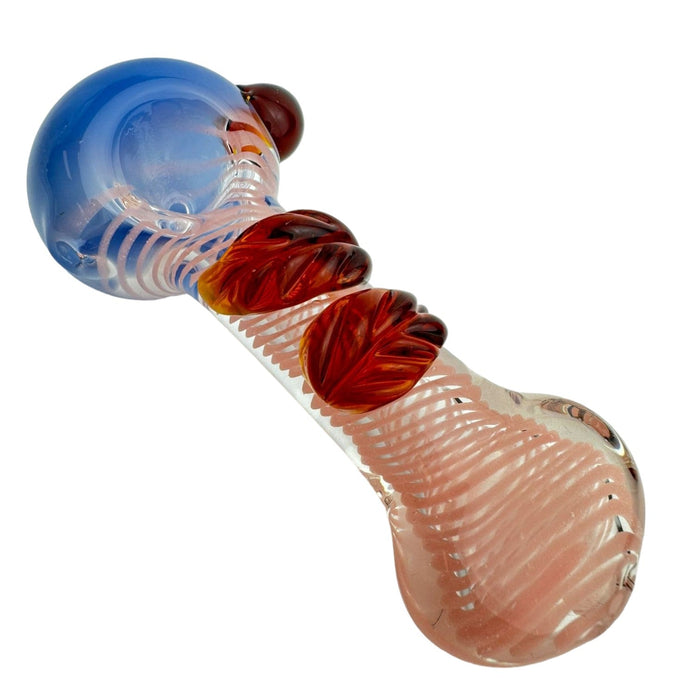 5" Swirl 2 Leaf Colored Glass Hand Pipe (Assorted Colors)