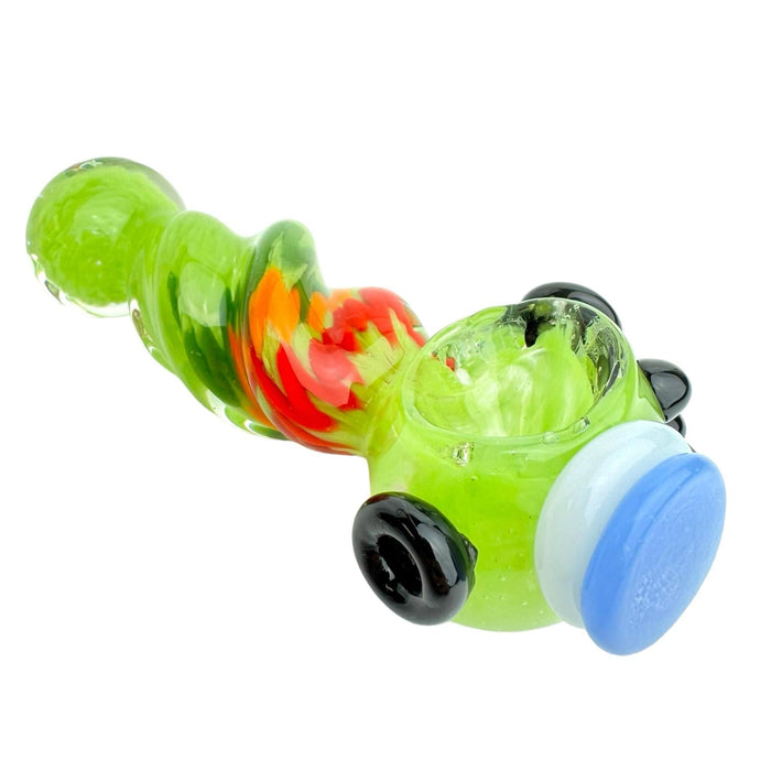 5" Twisted Rasta Button Color Glass Hand Pipe (Assorted Colors)
