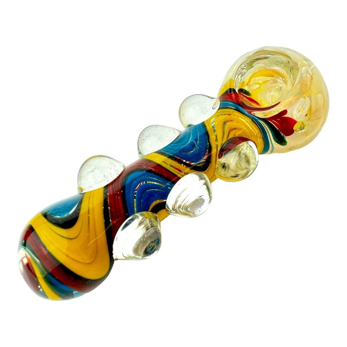 5" Wig Wag 6 Bumps Glass Hand Pipe (Assorted Colors)