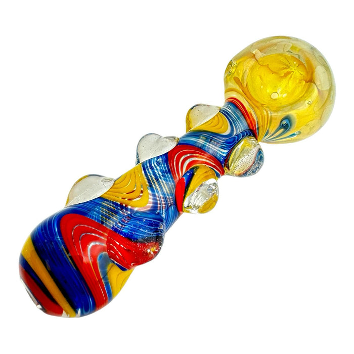 5" Wig Wag 6 Bumps Glass Hand Pipe (Assorted Colors)
