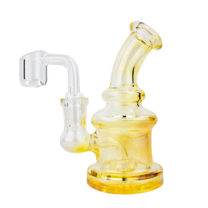 5" Yellow Fumed Showerhead Glass Water Pipe Dab Rig