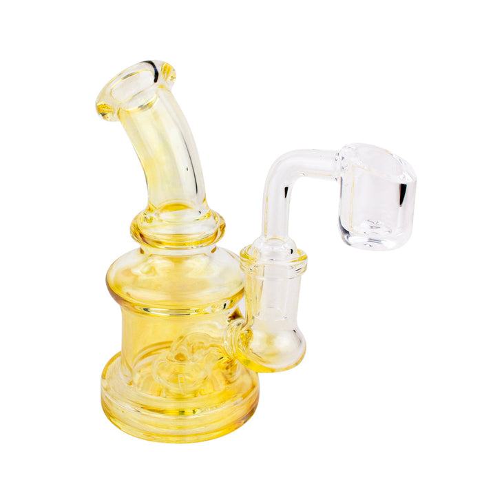 5" Yellow Fumed Showerhead Glass Water Pipe Dab Rig