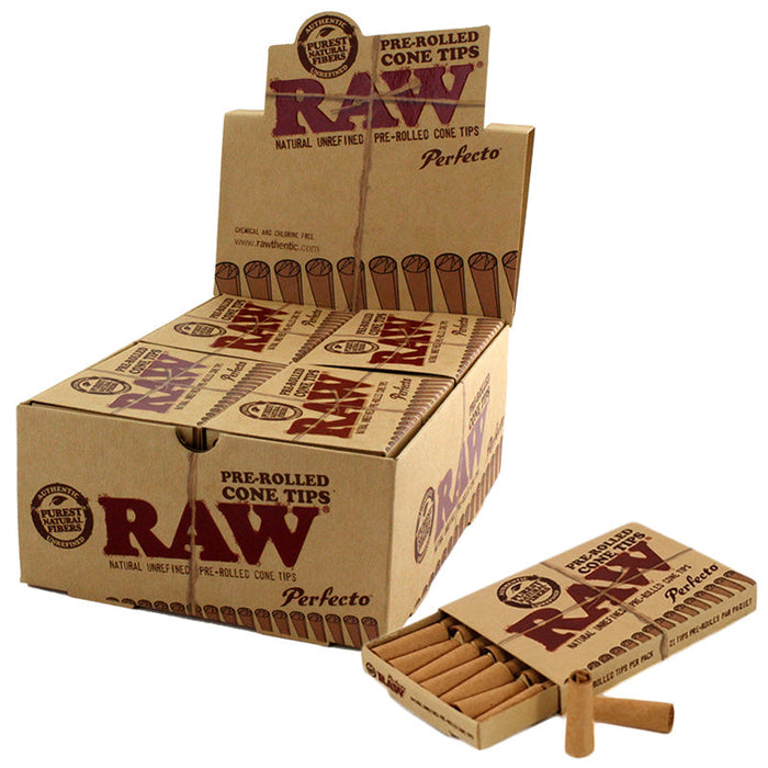Raw Perfecto Pre-Rolled Cone Tips - 20 Packs/Display