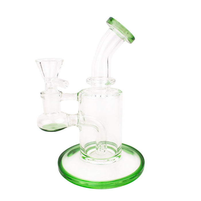 6" Mini bent Neck Clear w/ Color  - Glass Water Pipe