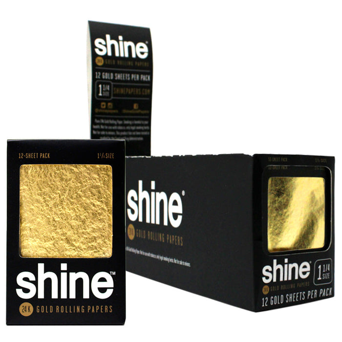 Shine 1 1/4" Size 12 Sheet Pack Gold Rolling Paper