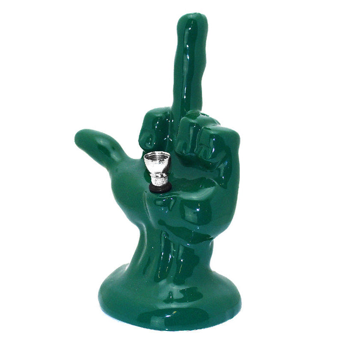 9" Hand Middle Finger Ceramic Water Pipe