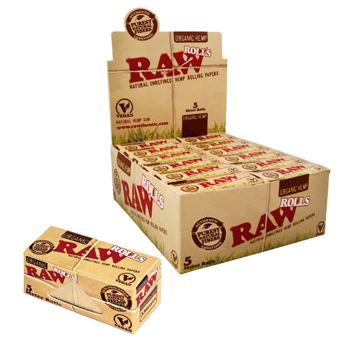 Raw Organic Hemp Rolls (5 Meter Roll / 24 Rolls Per Box)