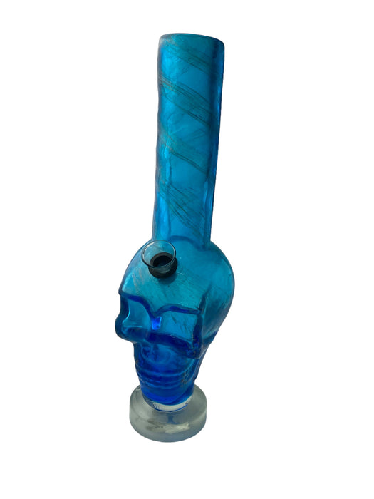 14" Skull With Base Glass Water Pipe