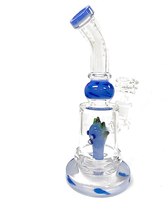 9" Color Spotted Glass Bent Neck Water Pipe. Assorted Colors