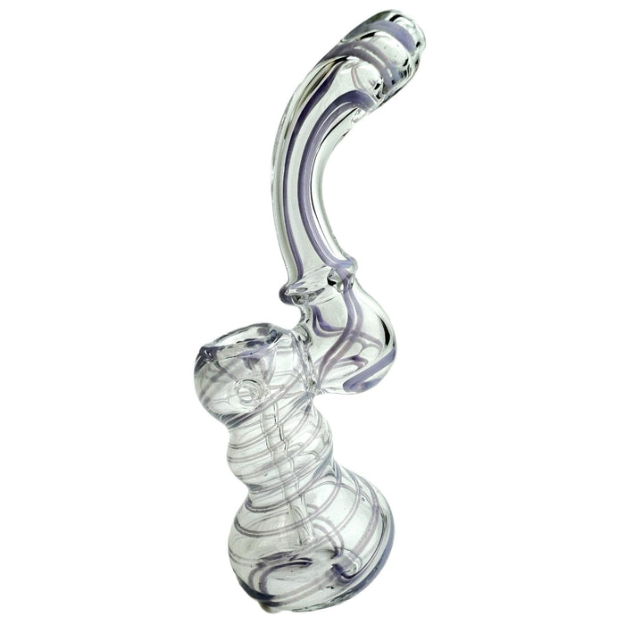 8" Swirl Flat Mouth Glass Bubbler - Assorted Colors