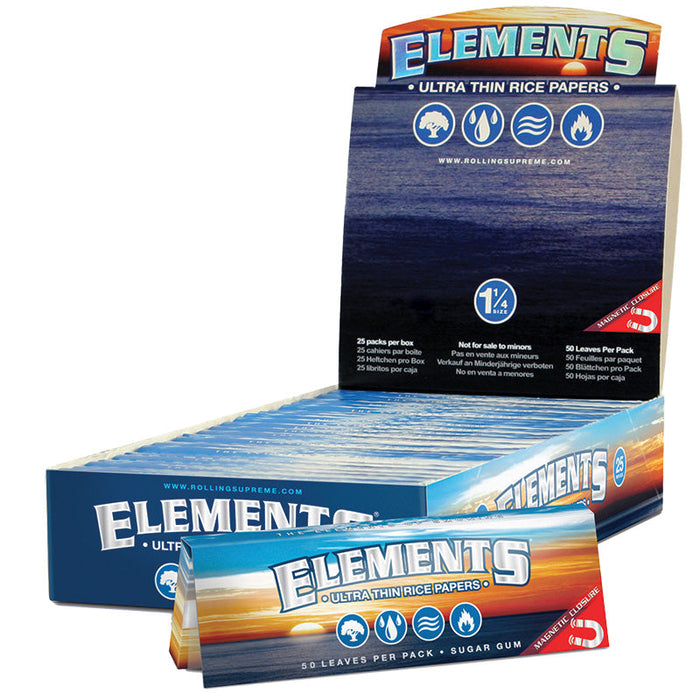 Elements Magnetic 1 1/4" Size Rolling Paper (50 Sheets and Tips/25 Booklets per Display)