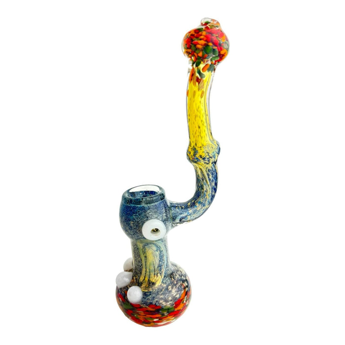 9" Rasta Fumed Frit Bubbler Glass Hand Pipe - Assorted Colors