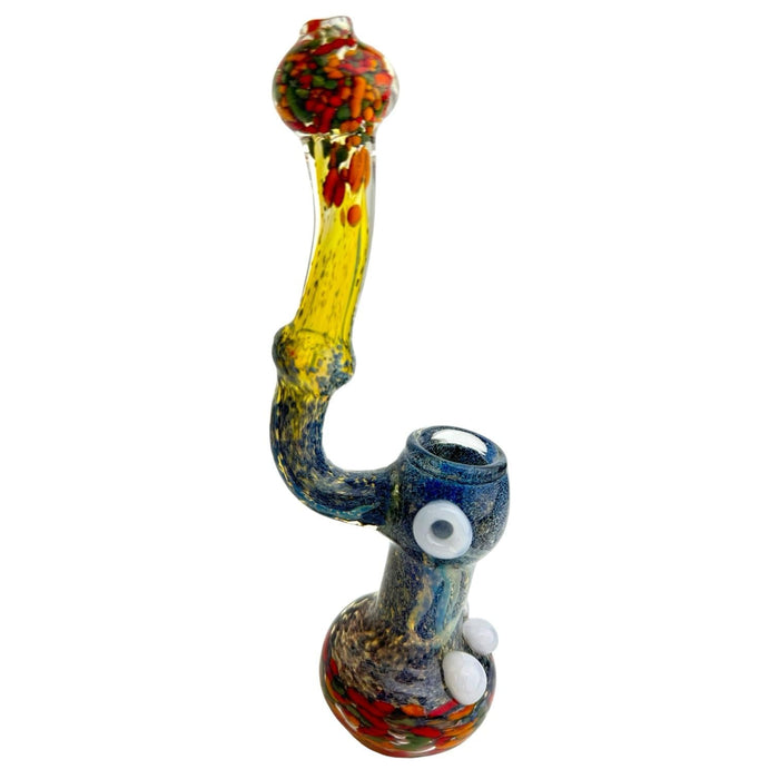 9" Rasta Fumed Frit Bubbler Glass Hand Pipe - Assorted Colors