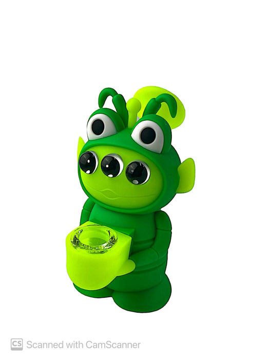 3 Eyes Green Alien Silicone Water Pipe