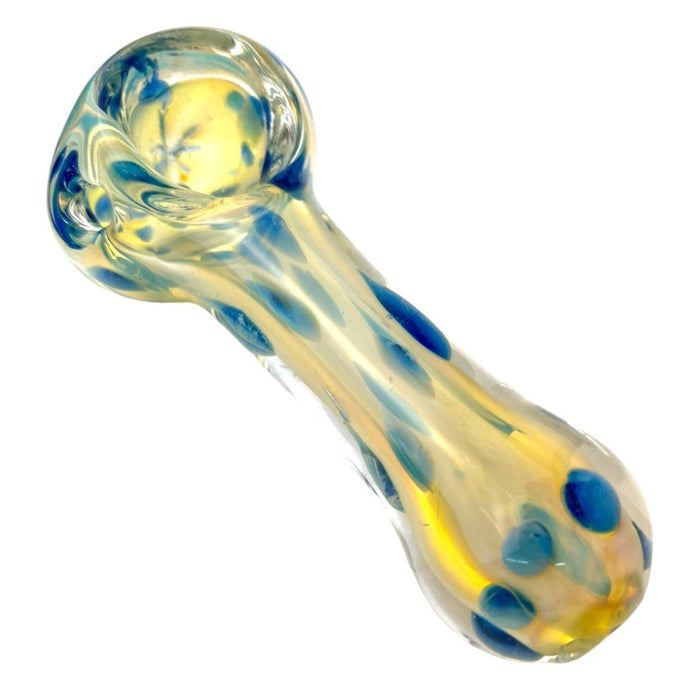 4" Fumed Blue Spotted Glass Hand Pipe