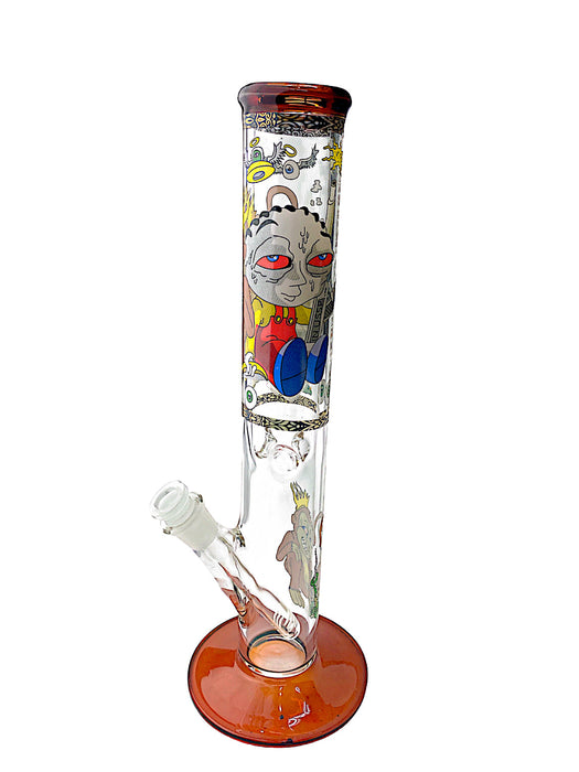 14" Straight Tube Glass Water Pipe Character Decal