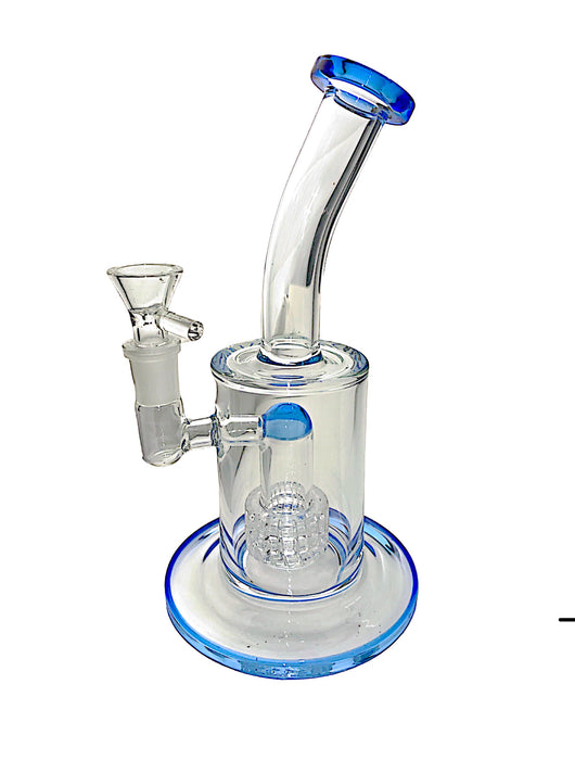 8" Bent Neck Matrix Perc Glass Water Pipe w/ Bowl