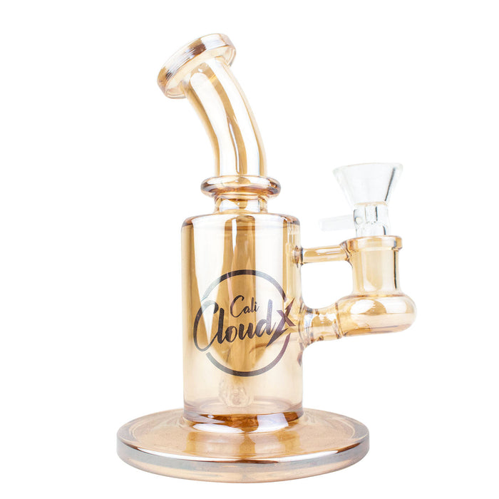 Cali Cloud X 6" Gold Chrome Straight Tube Bent Neck - Glass Water Pipe