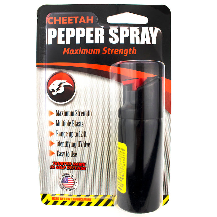 Cheetah Pepper Spray 1/2 oz Maximum Strength Black Hard Shell