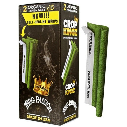 Crop Kingz Premium Organic Hemp Wraps - (15Packs/Display) - Thug Passion