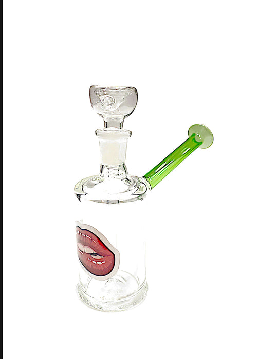 G/G 14mm Thick Cylider Color Top Clear  Water Pipe -Assorted Stickers