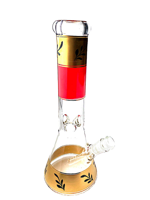 12" Floral Design Beaker Glass Water Pipe. Assorted Design