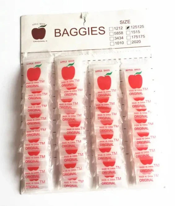 Apple 125125 Clear Plastic Mini Ziplock Baggies Display