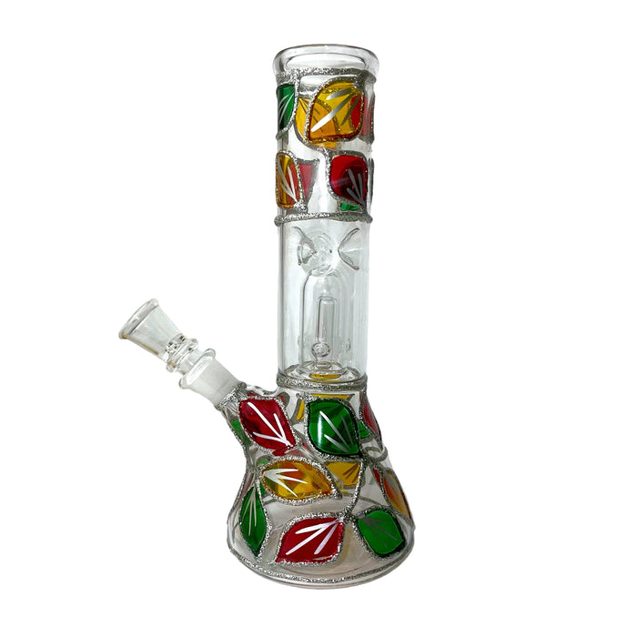 8" Clear Single Dome Colored Beaker Glass Water Pipe